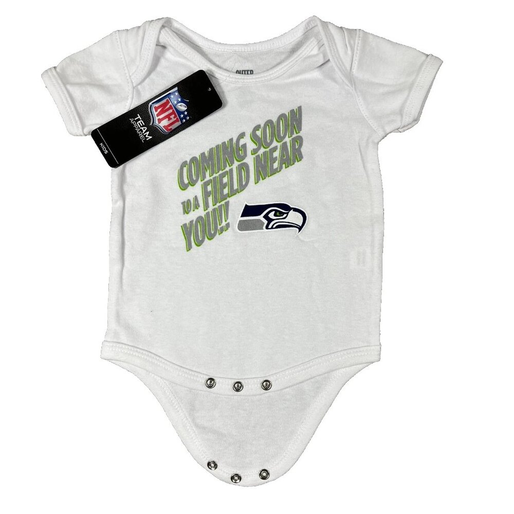 Outerstuff Kids‎ 0/3M White Newborn Seattle Seahawks NFL Bodysuit NWT